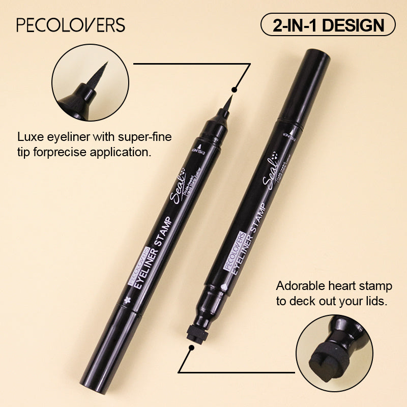 PECOLOVERS Double Head Waterproof Liquid Eyeliner Moon Star Heart Shapes Tattoo Stamp Quick Dry Eye Liner Pencil Makeup Tool, Quickdry Liner, Creative Eyeliner Design, Smooth Application, Highprecision Tip, Makeup Stamp, Dual