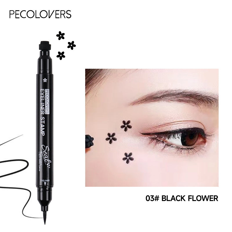 PECOLOVERS Double Head Waterproof Liquid Eyeliner Moon Star Heart Shapes Tattoo Stamp Quick Dry Eye Liner Pencil Makeup Tool, Quickdry Liner, Creative Eyeliner Design, Smooth Application, Highprecision Tip, Makeup Stamp, Dual