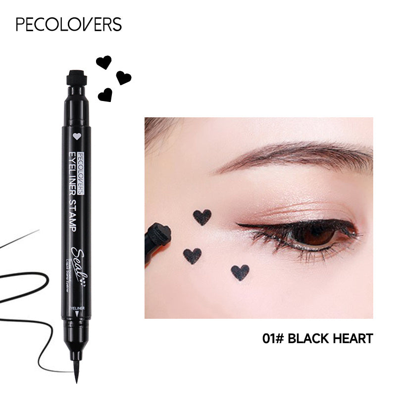 PECOLOVERS Double Head Waterproof Liquid Eyeliner Moon Star Heart Shapes Tattoo Stamp Quick Dry Eye Liner Pencil Makeup Tool, Quickdry Liner, Creative Eyeliner Design, Smooth Application, Highprecision Tip, Makeup Stamp, Dual