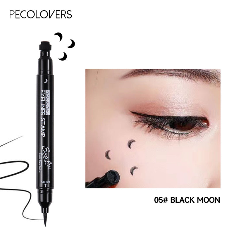 PECOLOVERS Double Head Waterproof Liquid Eyeliner Moon Star Heart Shapes Tattoo Stamp Quick Dry Eye Liner Pencil Makeup Tool, Quickdry Liner, Creative Eyeliner Design, Smooth Application, Highprecision Tip, Makeup Stamp, Dual