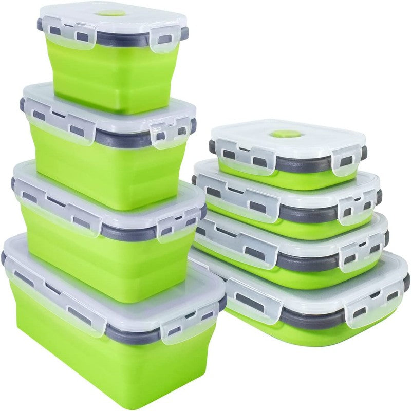[Silicone Food Container] Collapsible Silicone Food Storage Container - BPA Free - Microwaveable - Freezer, Dishwasher Safe - Space Saving Stackable - Collapsible Leftover or Meal Prep Lunch Box Containers