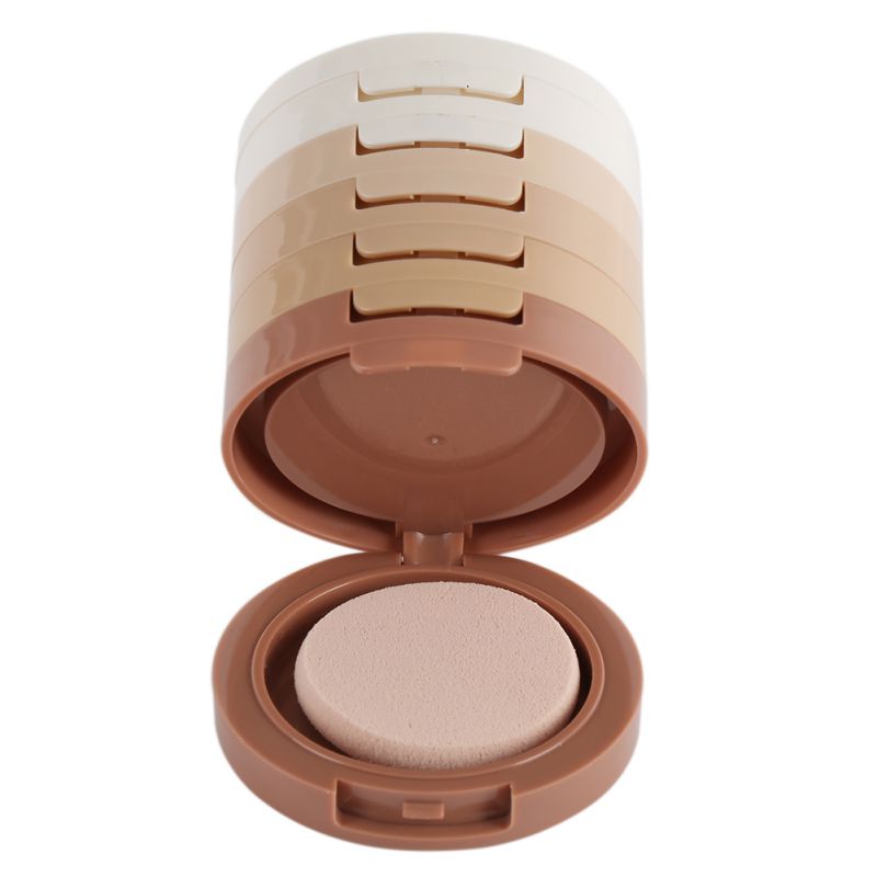 Concealer And Contour Powder with Five Colors in Five Layers, Brightens Skin Tone, Controls Oil, And Sets Makeup.