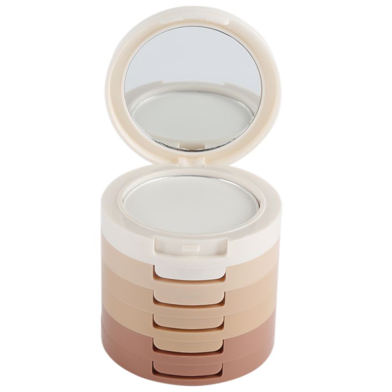 Concealer And Contour Powder with Five Colors in Five Layers, Brightens Skin Tone, Controls Oil, And Sets Makeup.