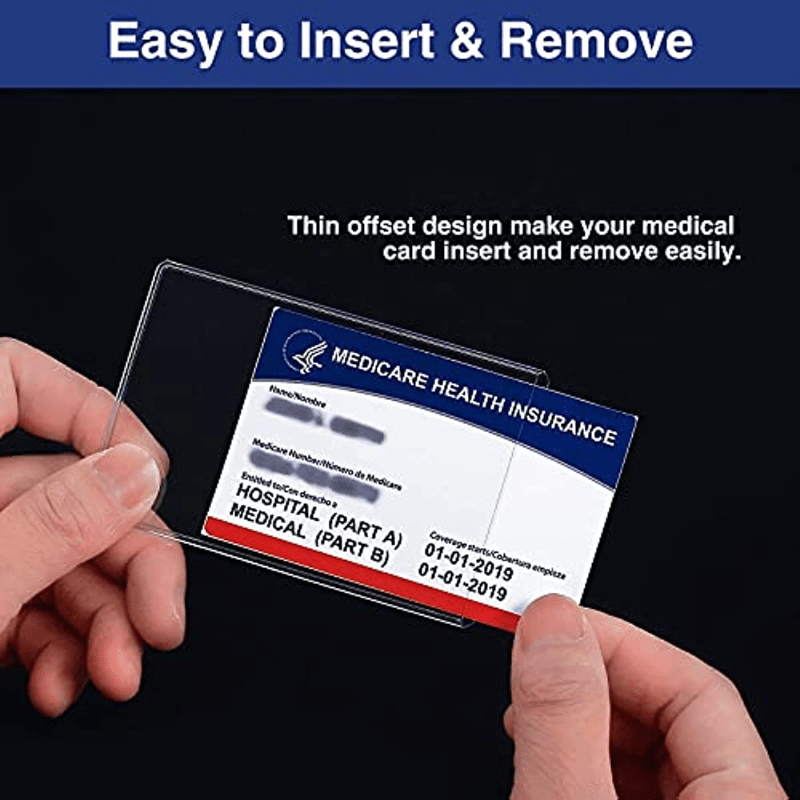 [Popular Choice] 10pcs Clear PVC Medicare Card Protector Sleeves, 12Mil Thick, Water-Resistant, Easy Insert Design for New Medicare Cards, Credit & Business Cards - Transparent