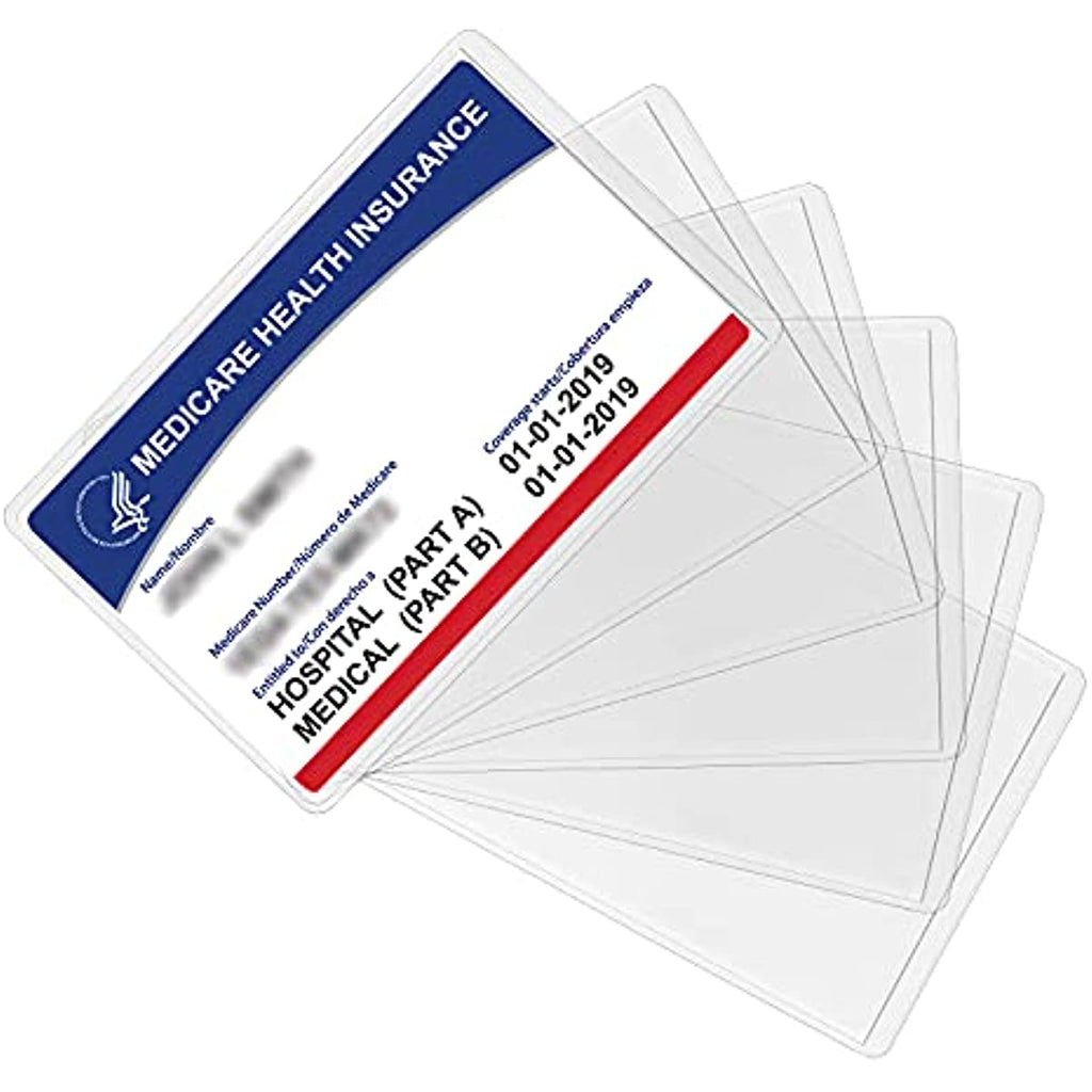 [Popular Choice] 10pcs Clear PVC Medicare Card Protector Sleeves, 12Mil Thick, Water-Resistant, Easy Insert Design for New Medicare Cards, Credit & Business Cards - Transparent