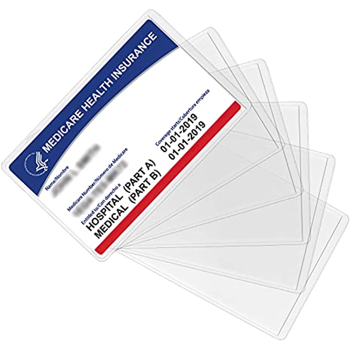 [Popular Choice] 10pcs Clear PVC Medicare Card Protector Sleeves, 12Mil Thick, Water-Resistant, Easy Insert Design for New Medicare Cards, Credit & Business Cards - Transparent