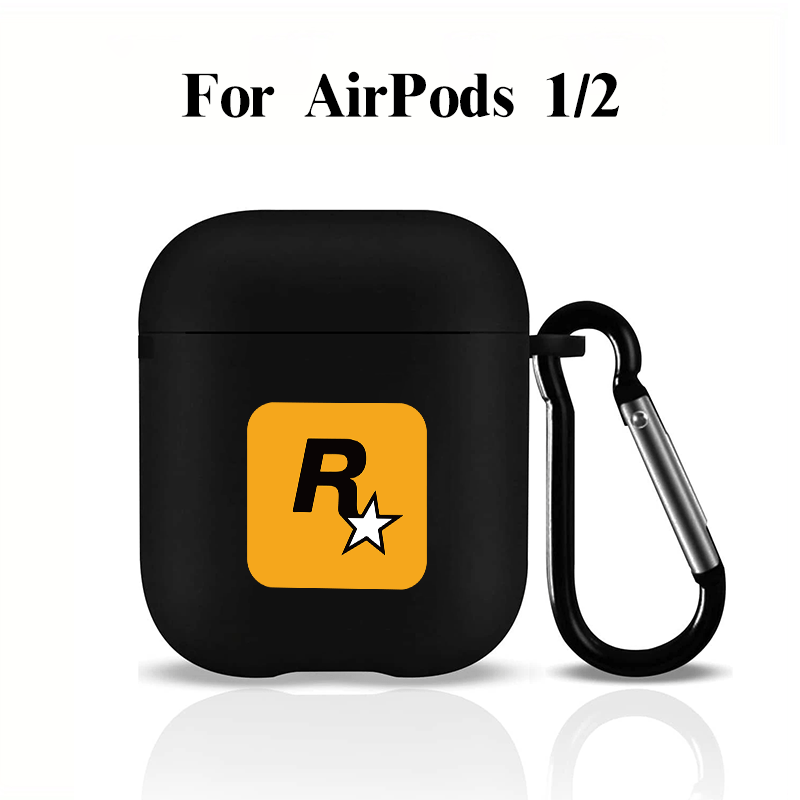 Black Letter R Graphic Headphone Case For AirPods1/2, AirPods3, Airpods Pro, AirPods Pro (2nd Generation), Gift For Birthday, Girlfriend, Boyfriend, Friend Or Yourself, Pattern Black Anti-fall