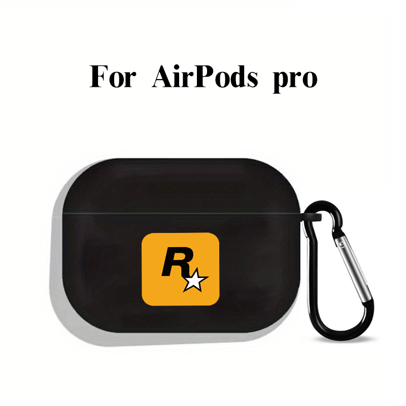 Black Letter R Graphic Headphone Case For AirPods1/2, AirPods3, Airpods Pro, AirPods Pro (2nd Generation), Gift For Birthday, Girlfriend, Boyfriend, Friend Or Yourself, Pattern Black Anti-fall