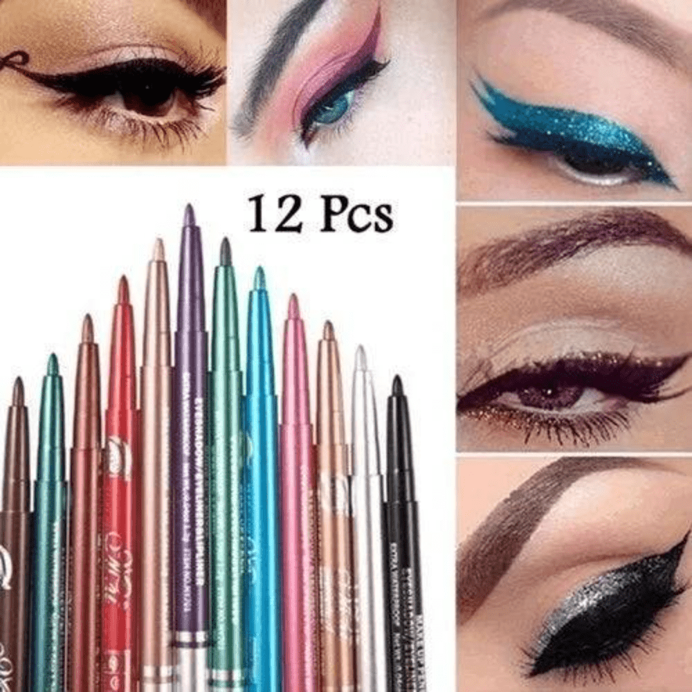 12pcs/set Vibrant Color Eyeliner Stick Set - Waterproof, Luminous, Multi-Color, Easy-to-Use Makeup Essential for Music Festival, Party, and Everyday Looks - Long-Lasting, Smudge-Proof, and Cruelty-Free