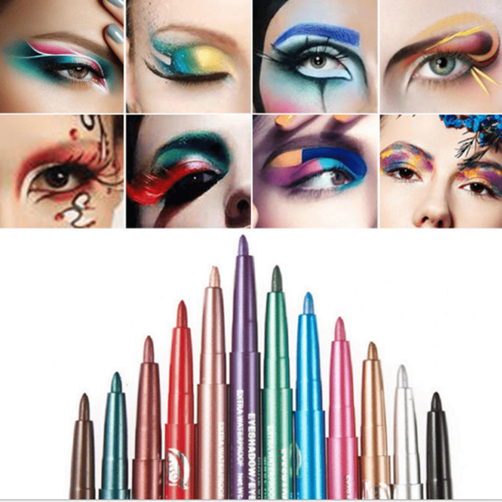 12pcs/set Vibrant Color Eyeliner Stick Set - Waterproof, Luminous, Multi-Color, Easy-to-Use Makeup Essential for Music Festival, Party, and Everyday Looks - Long-Lasting, Smudge-Proof, and Cruelty-Free
