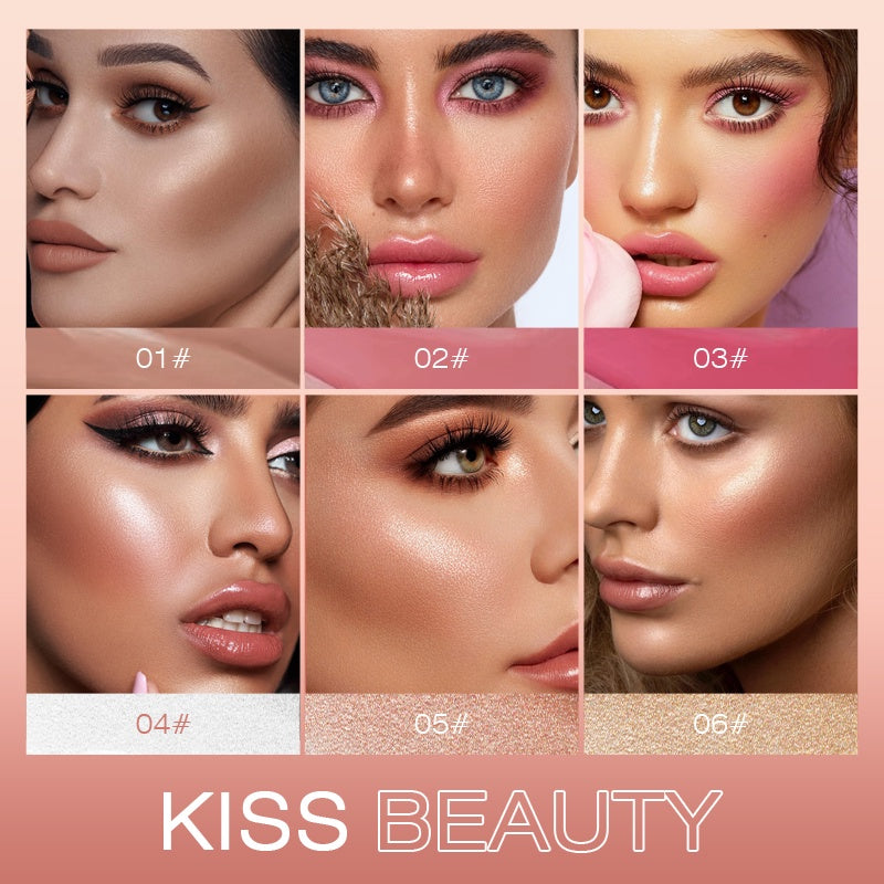 3-IN-1 Multi-Functional Makeup Pen - Contour, Highlight, Blush with Natural Moisturizing Creamy Soft Liquid Formula, Plant Squalane, Glitter Shimmer Powder for Cheeks - Easy to Use, Long-Lasting, Cruelty-Free, Vegan-Friendly