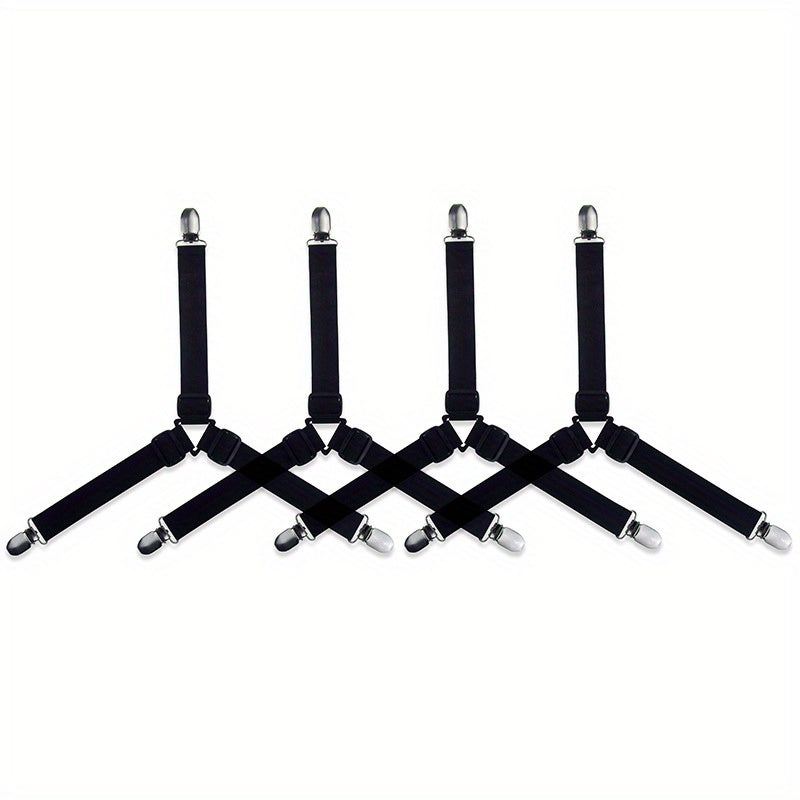 4pcs Invisible Safety Straps - Adjustable Metal Clip Elastic Straps for Sofa Cushions and Bedding - Practical, Non-Slip, and Durable Quilt Fixers for a Secure Fit