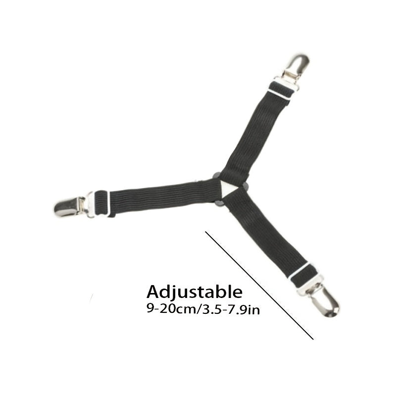4pcs Invisible Safety Straps - Adjustable Metal Clip Elastic Straps for Sofa Cushions and Bedding - Practical, Non-Slip, and Durable Quilt Fixers for a Secure Fit