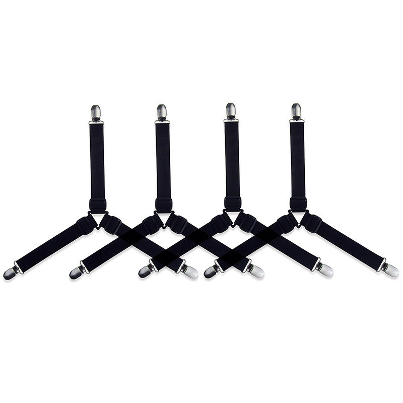 4pcs Invisible Safety Straps - Adjustable Metal Clip Elastic Straps for Sofa Cushions and Bedding - Practical, Non-Slip, and Durable Quilt Fixers for a Secure Fit