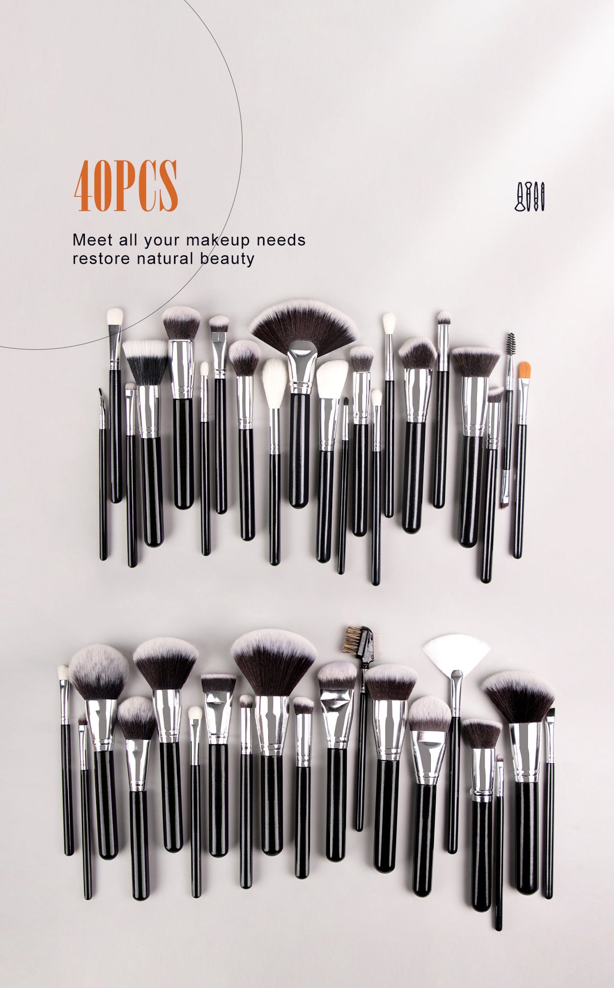 40pcs Complete Function Makeup Brush Kit With Premium Synthetic Bristles & Wooden Handle Perfect For Highlighter Blush Contour Eyeshadow Blending Professional Face Eye Lip Blender Brush Ideal For Makeup Beginner & Artist