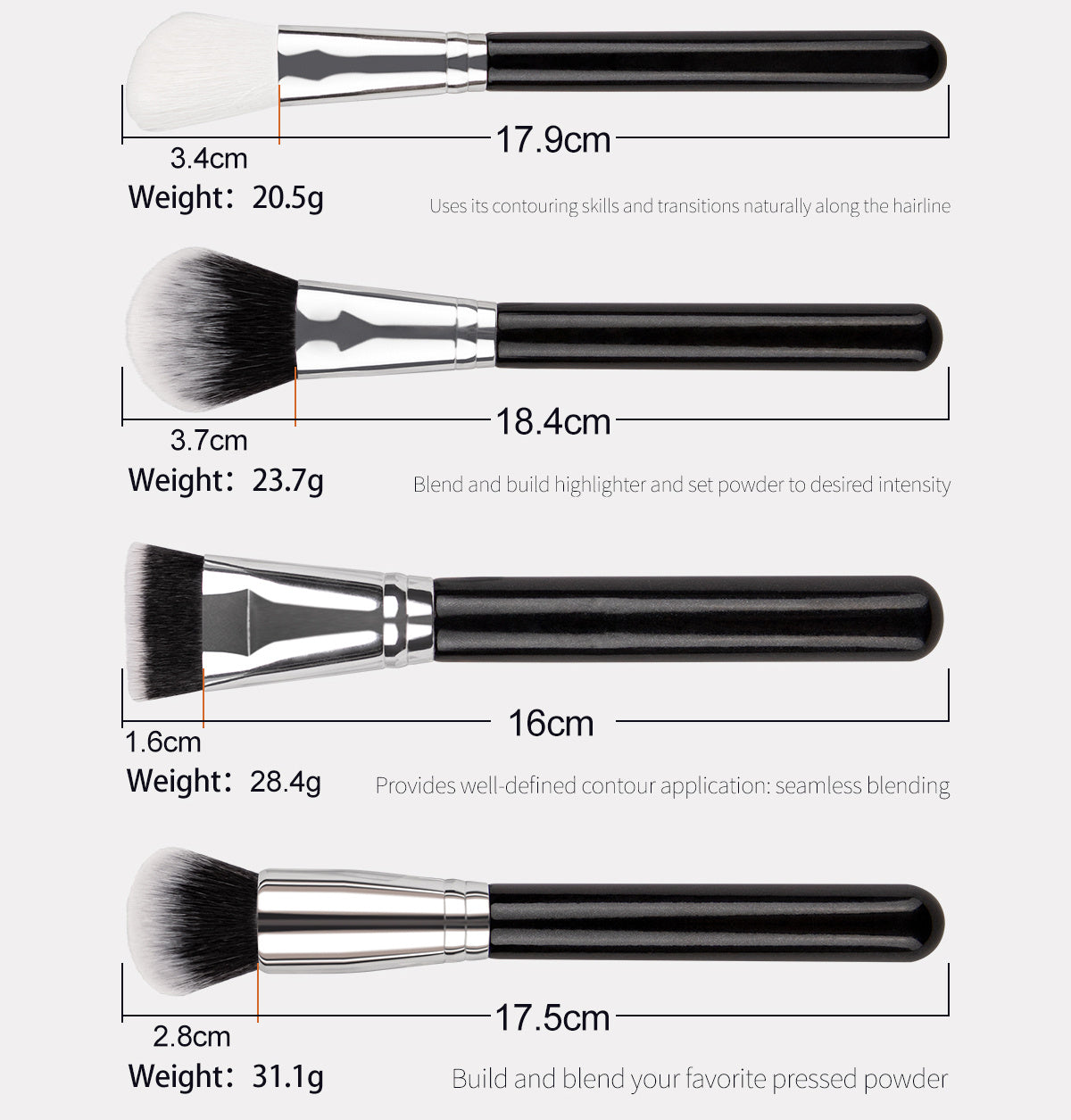 40pcs Complete Function Makeup Brush Kit With Premium Synthetic Bristles & Wooden Handle Perfect For Highlighter Blush Contour Eyeshadow Blending Professional Face Eye Lip Blender Brush Ideal For Makeup Beginner & Artist