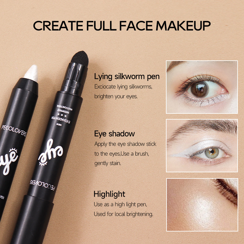 Waterproof Pearly Eyeshadow Eyeliner Pencil Glitter Matte Nude Eyeshadow Makeup Pigment Eyelid Under Crease Brightening Pen, ( 6 Colors )