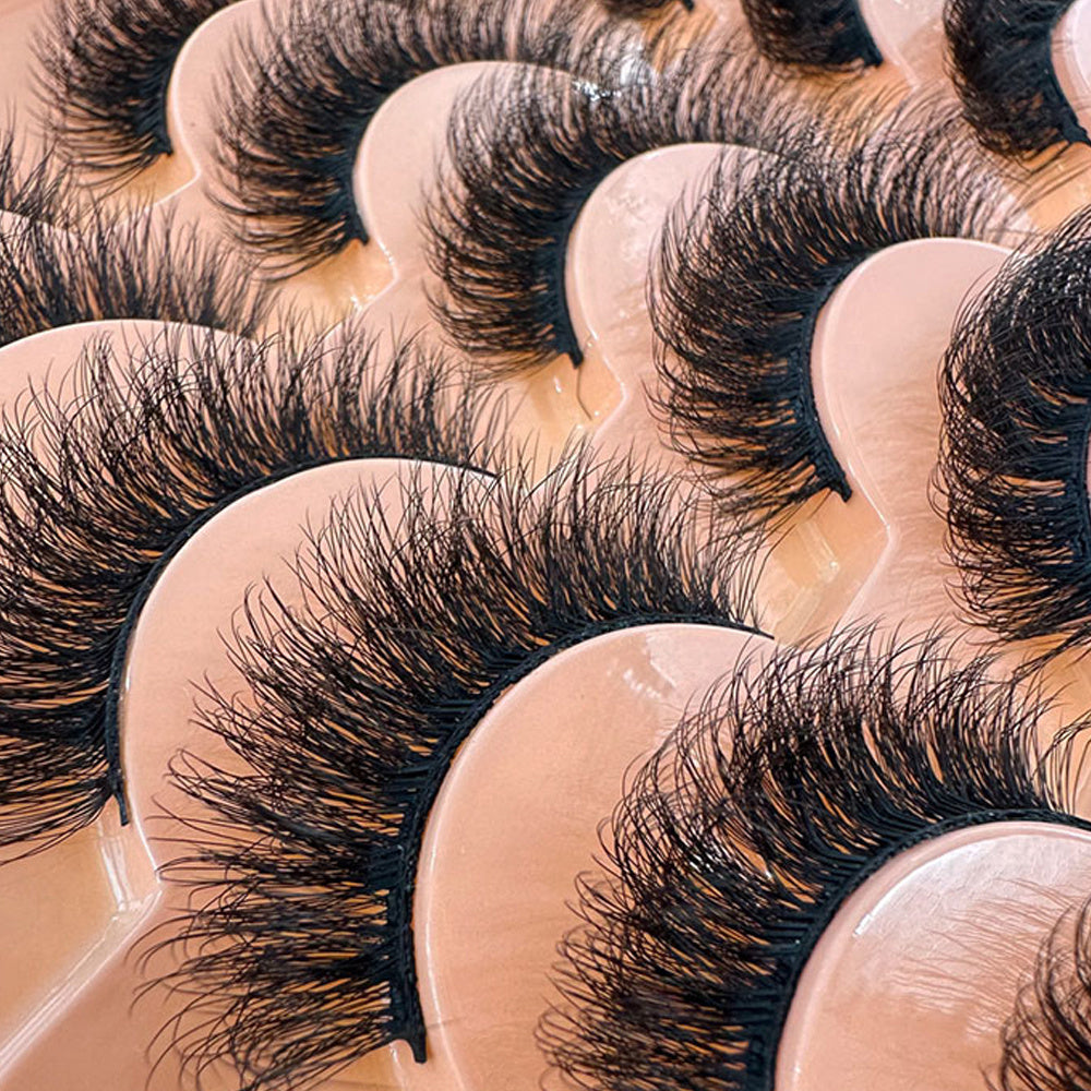 14 Pairs Russian DD Curl Mink Eyelashes, 3D Fluffy Thick False Lashes, Unscented, Multiple Lengths 10-12mm, Natural Look Makeup Enhancing Lashes