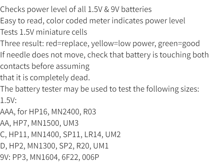 BT-168 Universal Battery Tester - Quickly Check AA/AAA/C/D/9V/1.5V Batteries with Colour-Coded Meter Indicators!