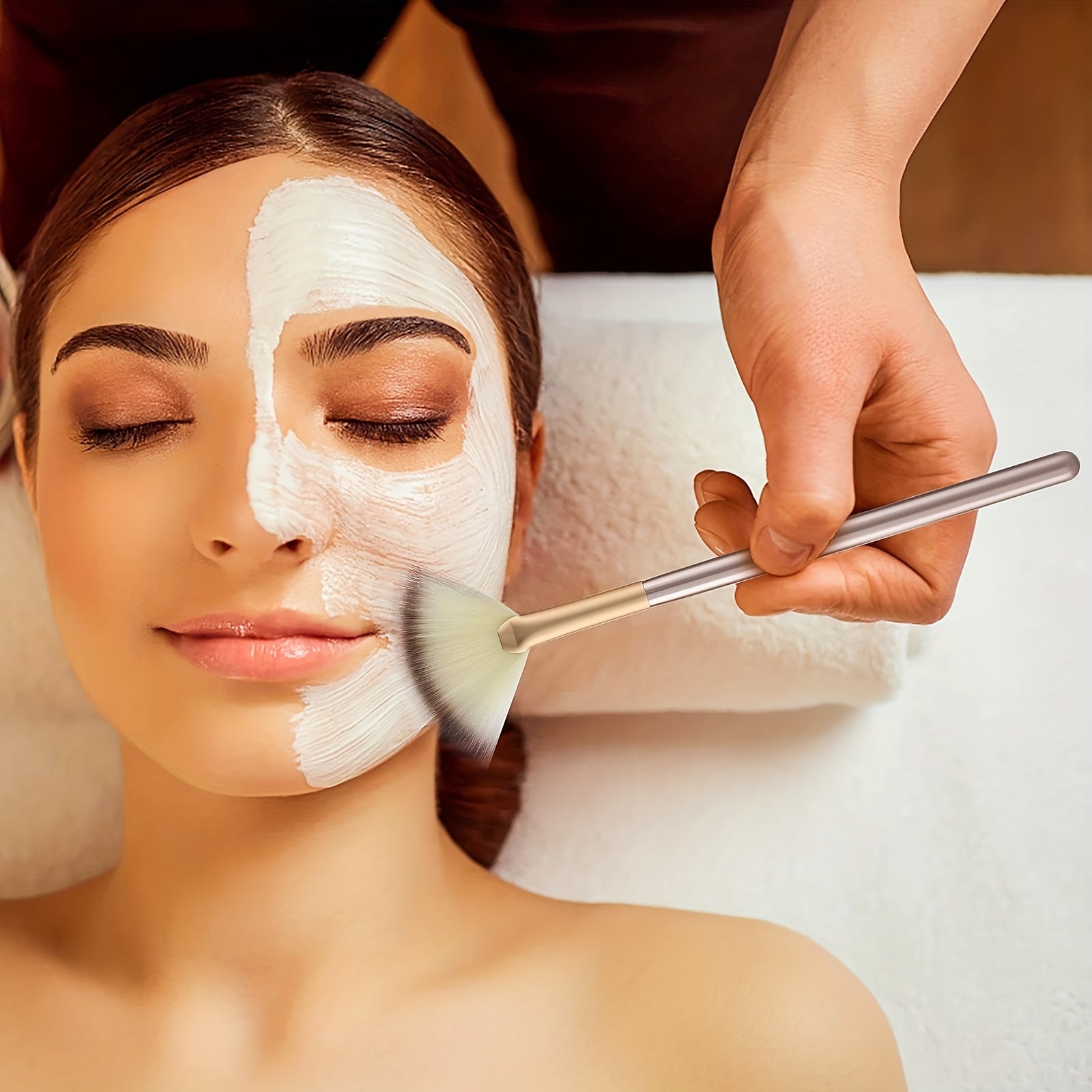 1/3/5/9pcs Deluxe Facial Brush Set - Soft, Gentle, and Versatile Applicator Brushes for Peel, Glycolic Mask, Makeup, Mud, and Cream - Champagne Color, High-Quality Tools for Flawless Skin