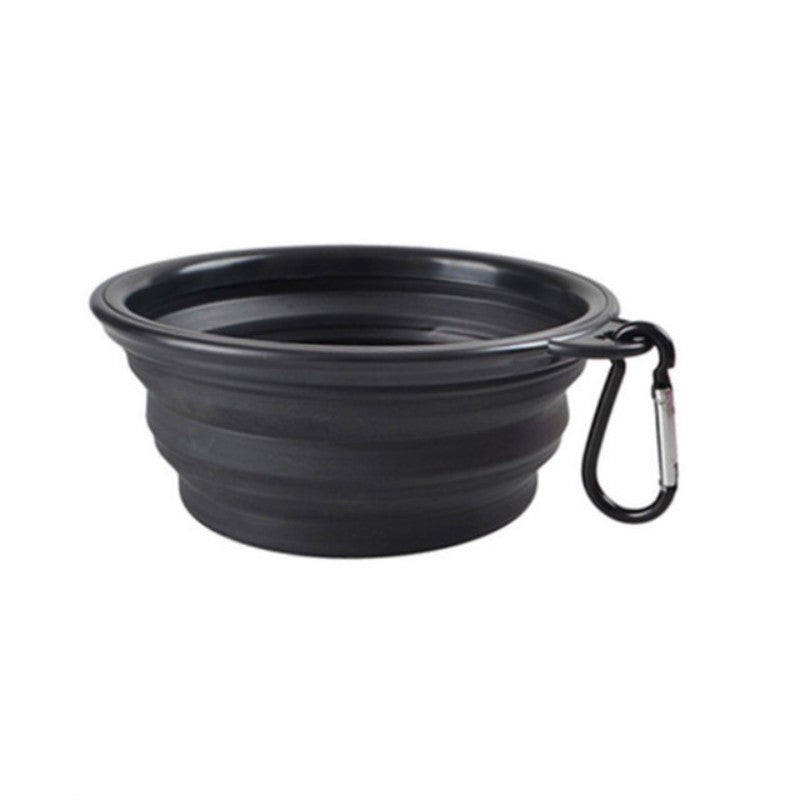 Portable Foldable Pet Bowl with Black Frame, 350ml TPR Dog Food Dish for Outdoors