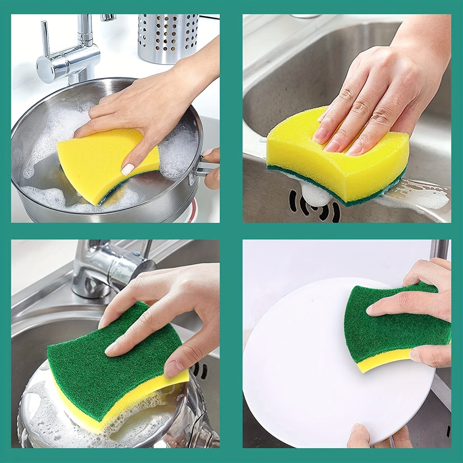 8/16/32pcs, Multifunctional Cleaning Sponge, Double-Sided Scouring Pad For Household Cleaning, Dishwashing Sponge, Premium Kitchen Sponge, Durable Non-scratch Sponge Wipe, Super Absorbent, Cleaning Supplies, Cleaning Tool