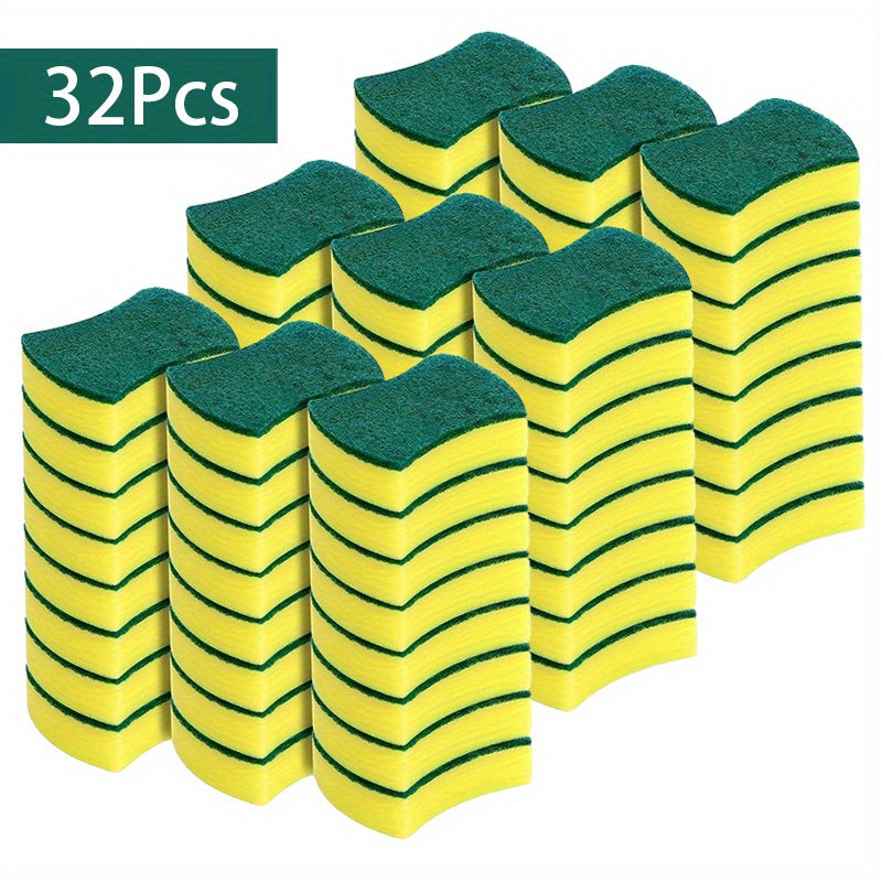 8/16/32pcs, Multifunctional Cleaning Sponge, Double-Sided Scouring Pad For Household Cleaning, Dishwashing Sponge, Premium Kitchen Sponge, Durable Non-scratch Sponge Wipe, Super Absorbent, Cleaning Supplies, Cleaning Tool