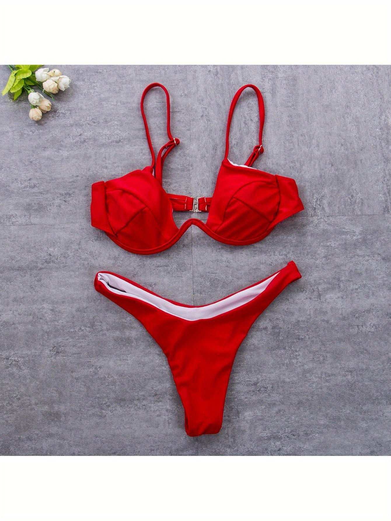 Sexy Womenacute;s Swimsuit Push-up Padded Bikini Sets Solid Color Low Waist Swimwear Biquini Bathing Suit Summer Beachwear