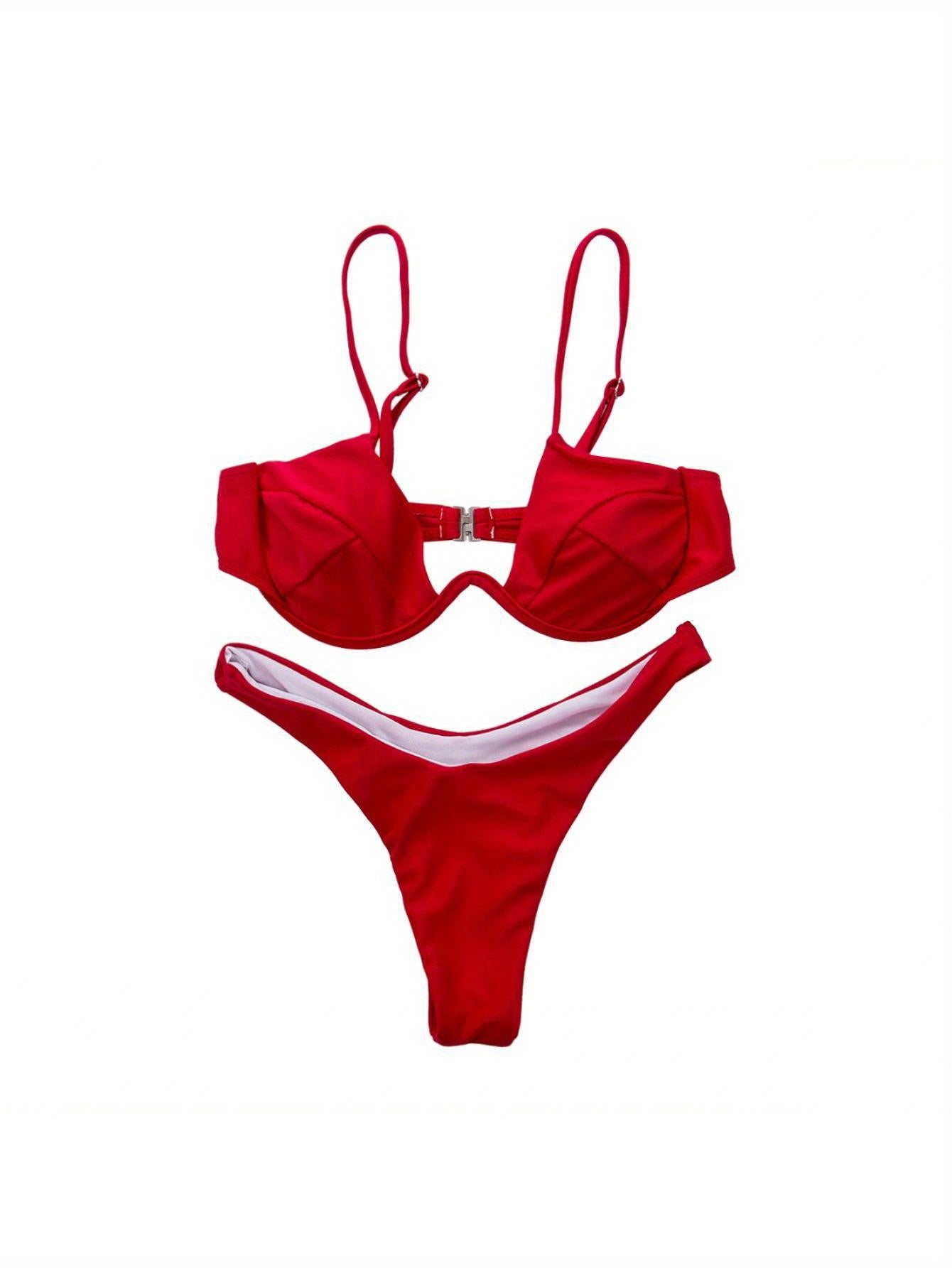 Sexy Womenacute;s Swimsuit Push-up Padded Bikini Sets Solid Color Low Waist Swimwear Biquini Bathing Suit Summer Beachwear