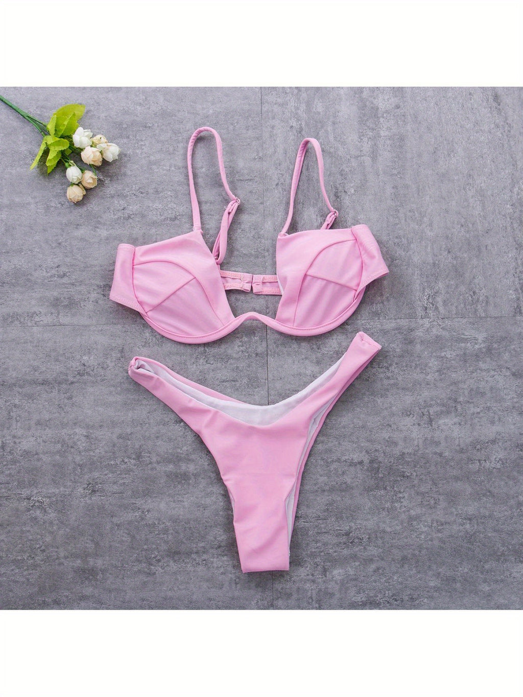 Sexy Womenacute;s Swimsuit Push-up Padded Bikini Sets Solid Color Low Waist Swimwear Biquini Bathing Suit Summer Beachwear