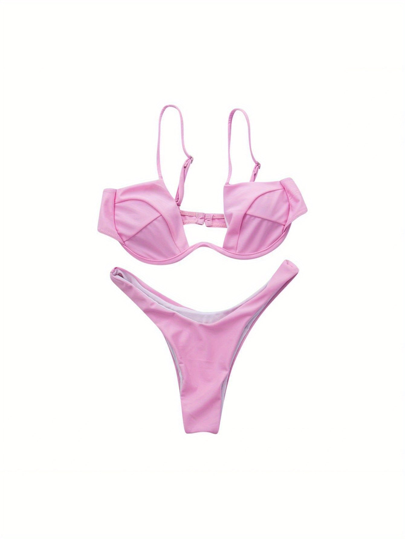 Sexy Womenacute;s Swimsuit Push-up Padded Bikini Sets Solid Color Low Waist Swimwear Biquini Bathing Suit Summer Beachwear