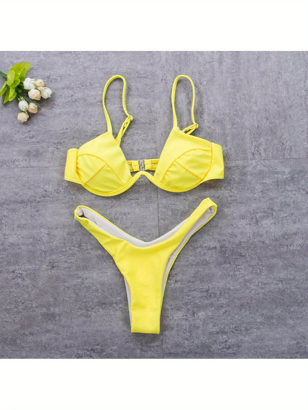 Sexy Womenacute;s Swimsuit Push-up Padded Bikini Sets Solid Color Low Waist Swimwear Biquini Bathing Suit Summer Beachwear