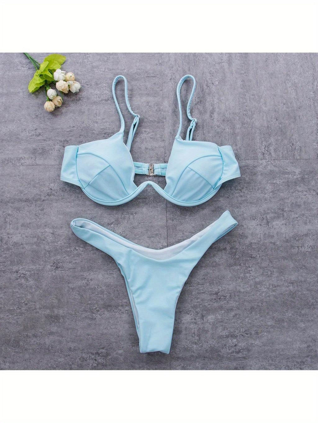 Sexy Womenacute;s Swimsuit Push-up Padded Bikini Sets Solid Color Low Waist Swimwear Biquini Bathing Suit Summer Beachwear