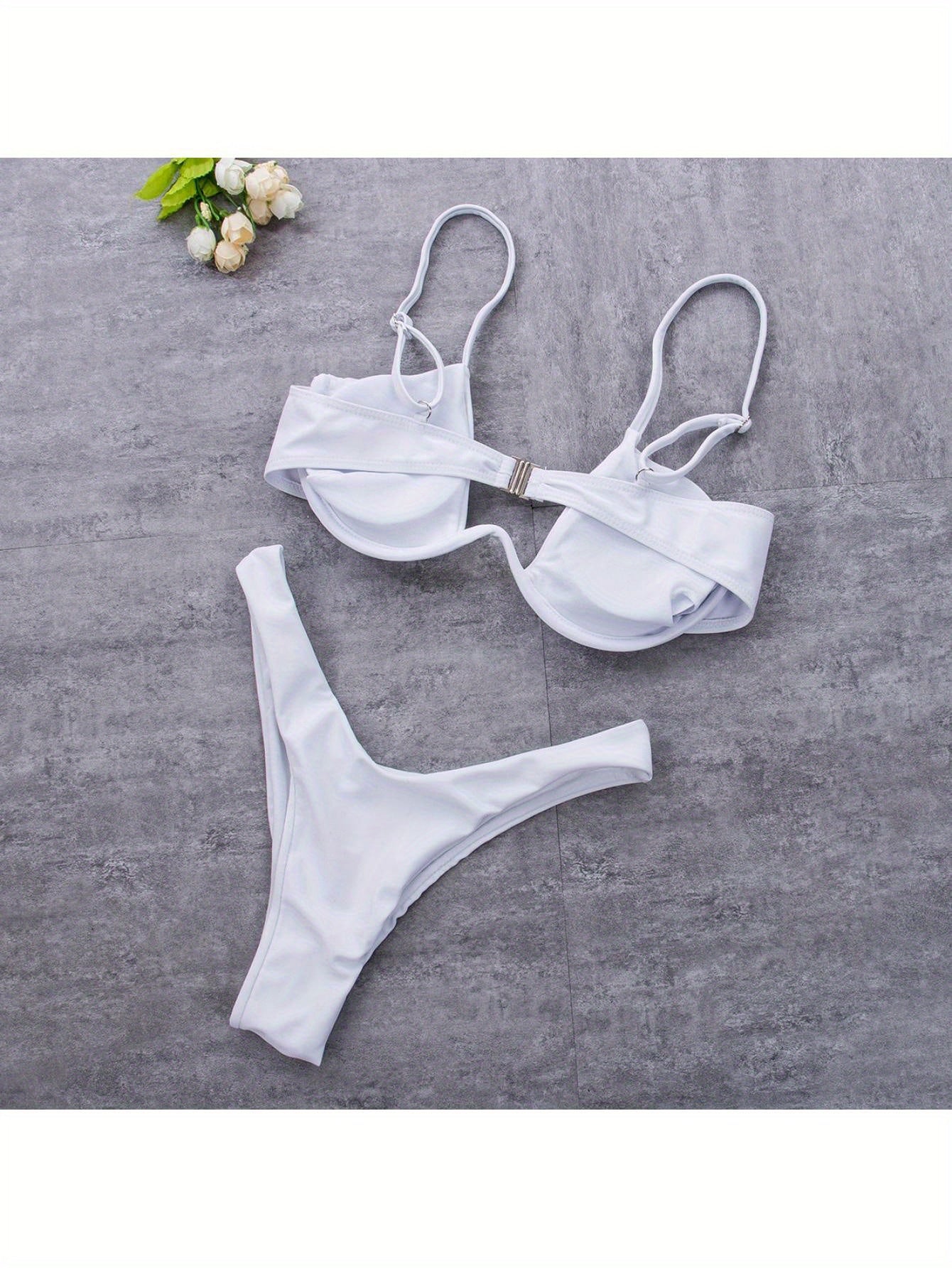 Sexy Womenacute;s Swimsuit Push-up Padded Bikini Sets Solid Color Low Waist Swimwear Biquini Bathing Suit Summer Beachwear