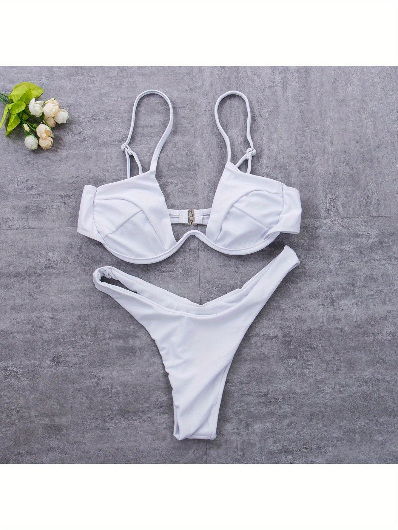 Sexy Womenacute;s Swimsuit Push-up Padded Bikini Sets Solid Color Low Waist Swimwear Biquini Bathing Suit Summer Beachwear