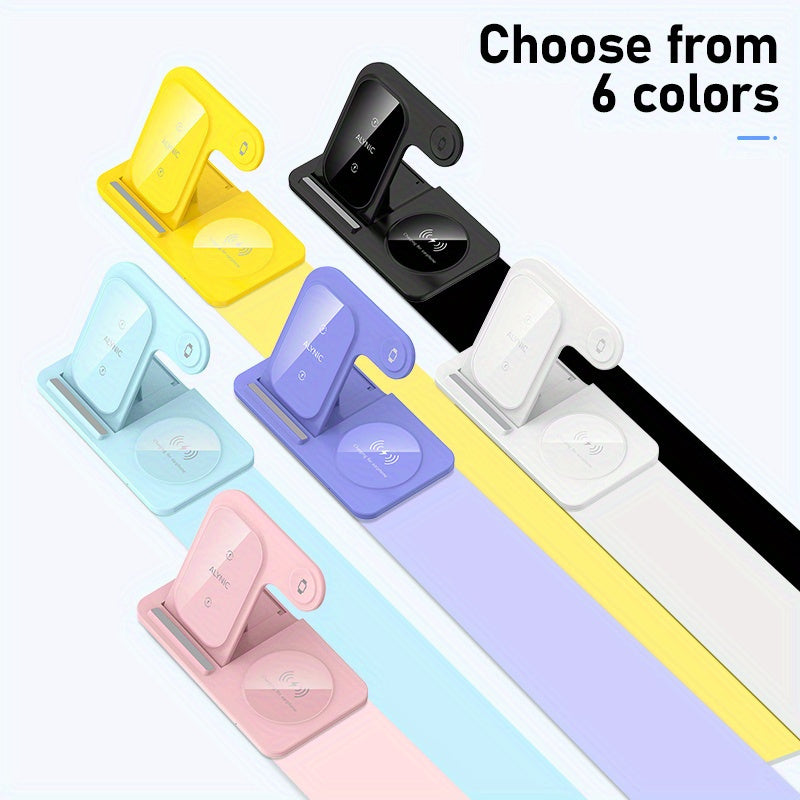 Foldable Fast Wireless Charging Station - Multi-Device Charger Stand For iWatch (Series 9 to 2), For Airpods Pro, and For iPhone (15 to 8)