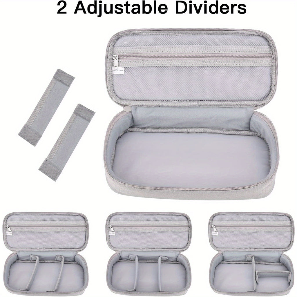 Electronics Travel Organizer Bag with Tech Compartment Labels (Laptop/Power Bank/Chargers) - Light Gray Portable -C/Lightning/-A Hub-like Case, Multi-Purpose Pouch for Cables, Hard Drives, External Drives - Ideal for Tech