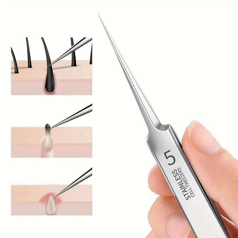 1 Pack Extra Fine No. 5 Blackhead Tweezers - Facial Beauty Remove
