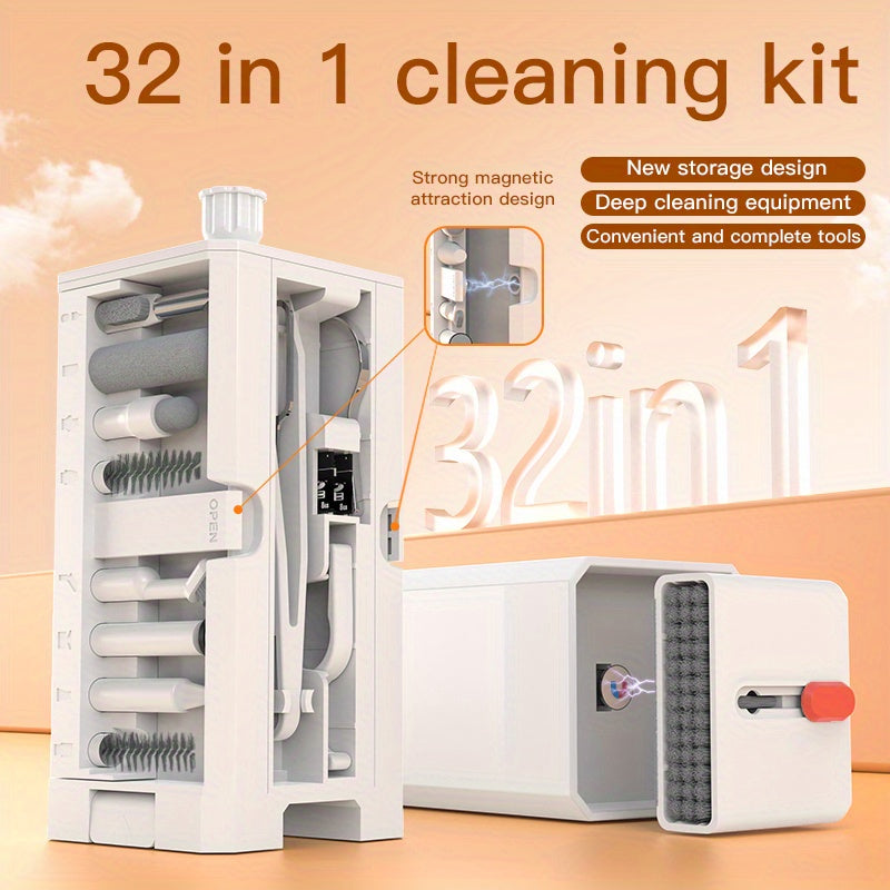 Multifunctional 32 in 1 Cleaner Kit for Electronic Devices, Keyboard Cleaning Brush, Headphones Cleaner Kit for Airpods, Multi-Tool for Cleaning Laptop, Keyboard, Earbuds, Camera, Cellphones
