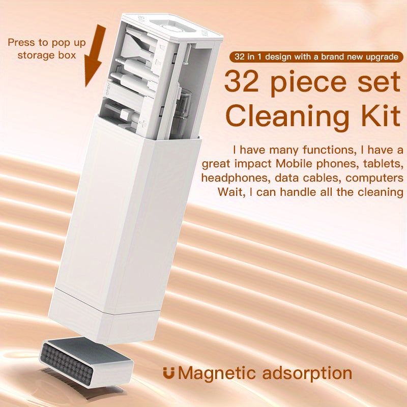 Multifunctional 32 in 1 Cleaner Kit for Electronic Devices, Keyboard Cleaning Brush, Headphones Cleaner Kit for Airpods, Multi-Tool for Cleaning Laptop, Keyboard, Earbuds, Camera, Cellphones