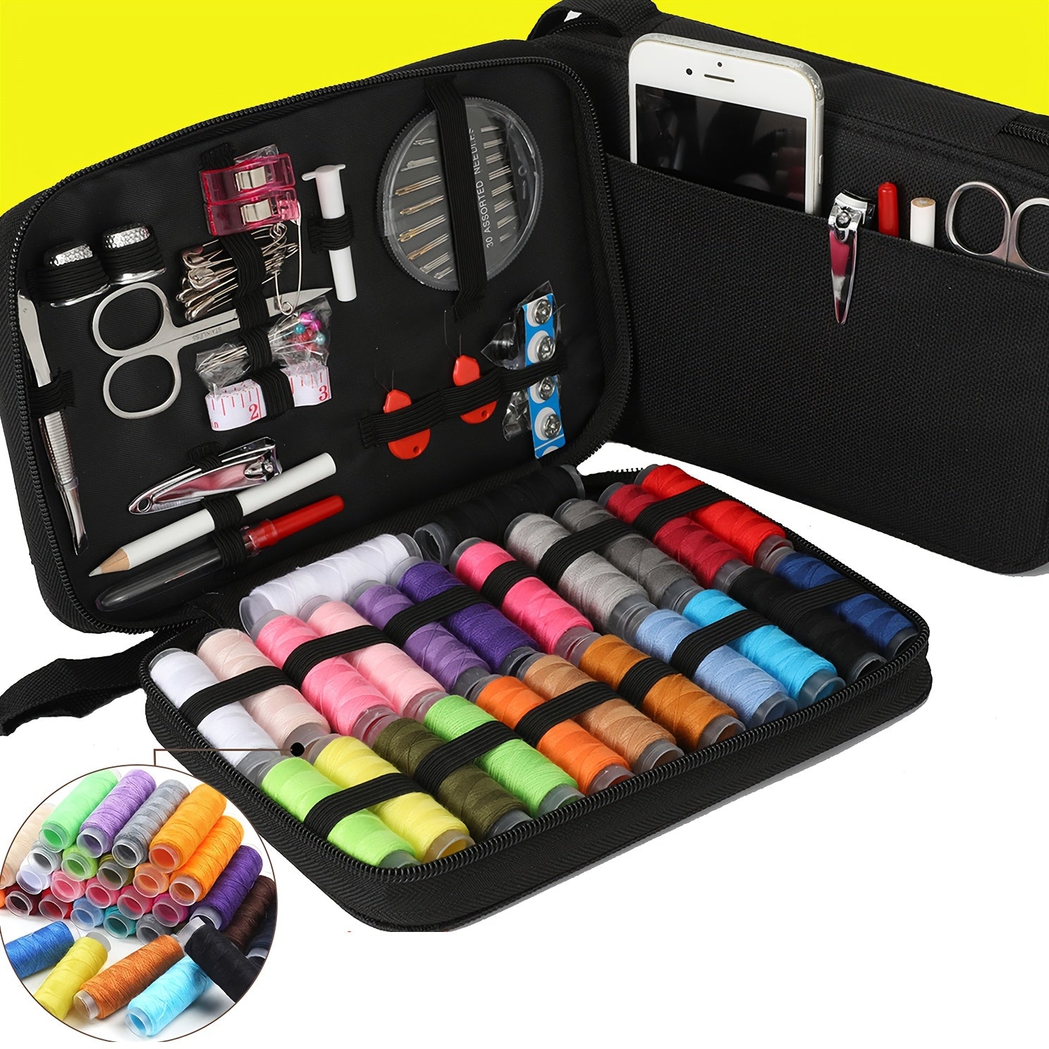 [104pcs Mini Sewing Kit] 43/98/104pcs Mini Travel Sewing Kit - 24-Color Threads, Needles & Accessories for Small Fixes & Emergency Repairs