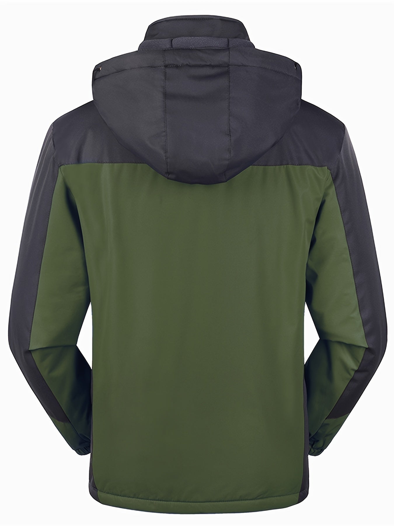 Men'S Casual Color Block Thick Hooded Jacket, Windproof Single-Layer Fleece Jacket for Fall Winter Jacket Gifts