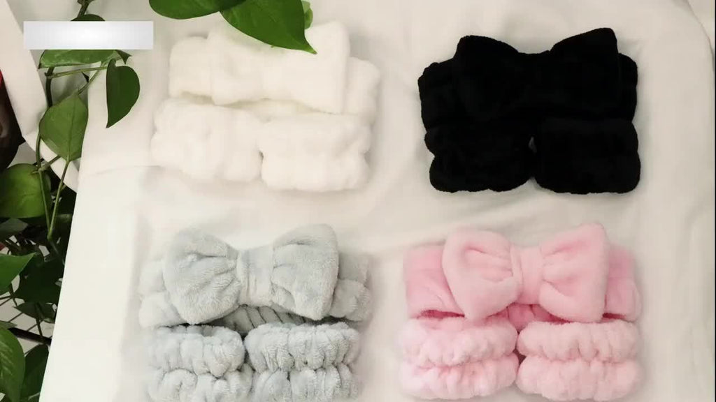 3Pcs Headbands And Wristband Set For Face Washing Microfiber Women's Hairbands Wrist Towels Set For Bath, Makeup And Fitness