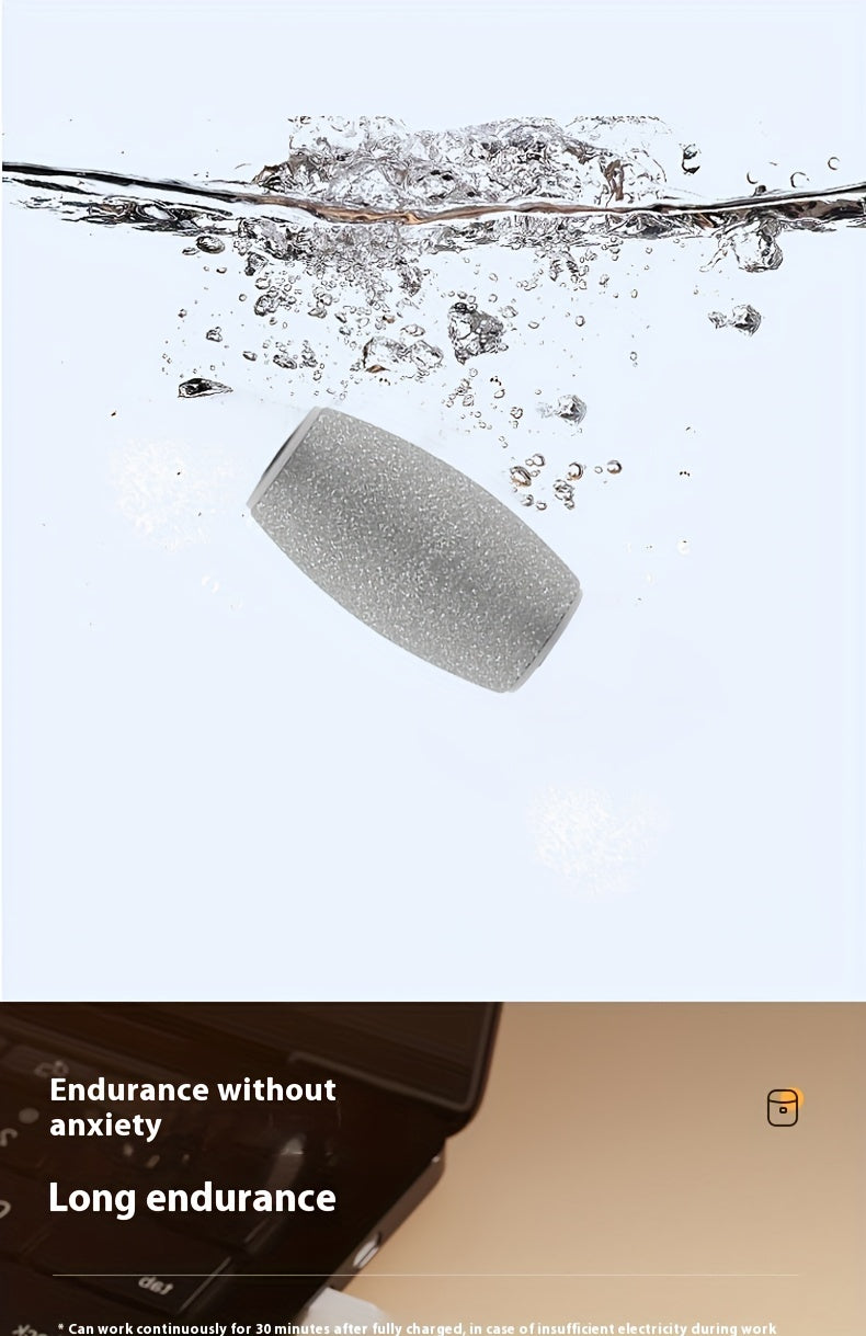 Rechargeable Electric Foot Grinder, Portable and Easy to Use, for Cracked Heels & Callus Removal - Thick Leather Polishing, 2-Speed Settings, Hard Care for Feet & Hands, 3 Replacement Grinding Heads, 1pc, with USB Charging