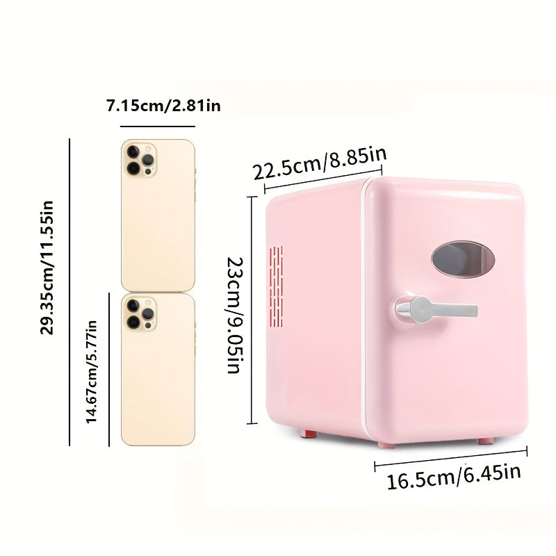 [Portable Mini Fridge] Compact Mini Fridge | 4L/6 Can Portable Cooler & Warmer, Low Noise, 12V DC/110V AC - Dorm, Office, Bedroom, Travel, Camping, RV, Makeup, Spacesaving, Durable