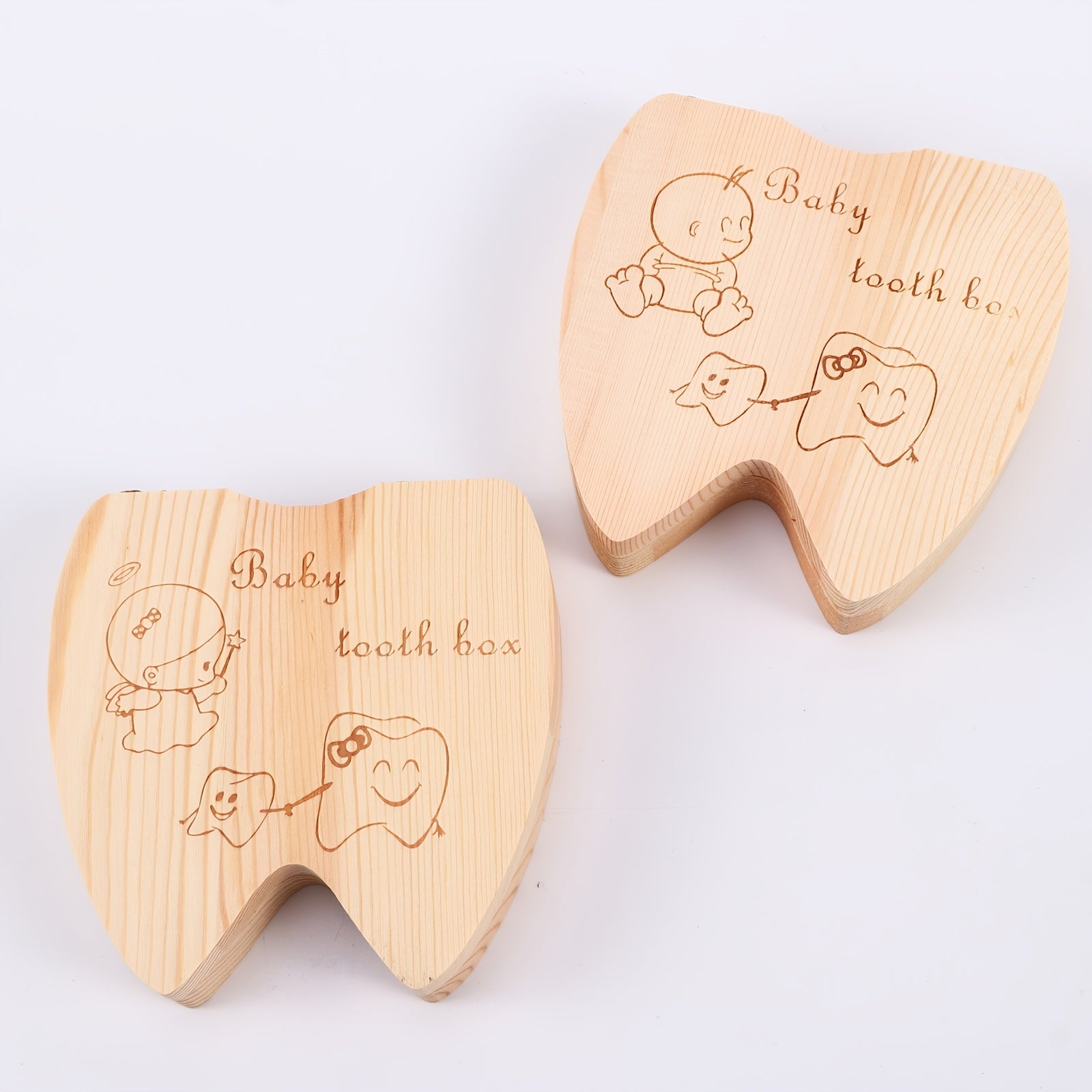 Wooden Baby Kids Tooth Storage Box, Tooth Wooden Box Organizer, Milk Teeth Wooden Storage Collecting Teeth Umbilical Cord Box 4.65*4.53*.1.1inch/11.8*11.8*2.8cm, Christmas, Halloween, Thanksgiving Day Gift