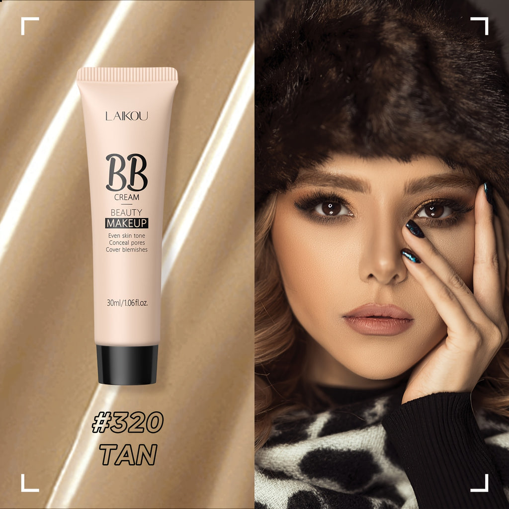 LAIKOU Waterproof BB Cream Full Coverage Concealer, Natural/Ivory/Tan 30ml, Long Lasting Foundation Make Up, Oil Control, Even Skin Tone, Hide Pores