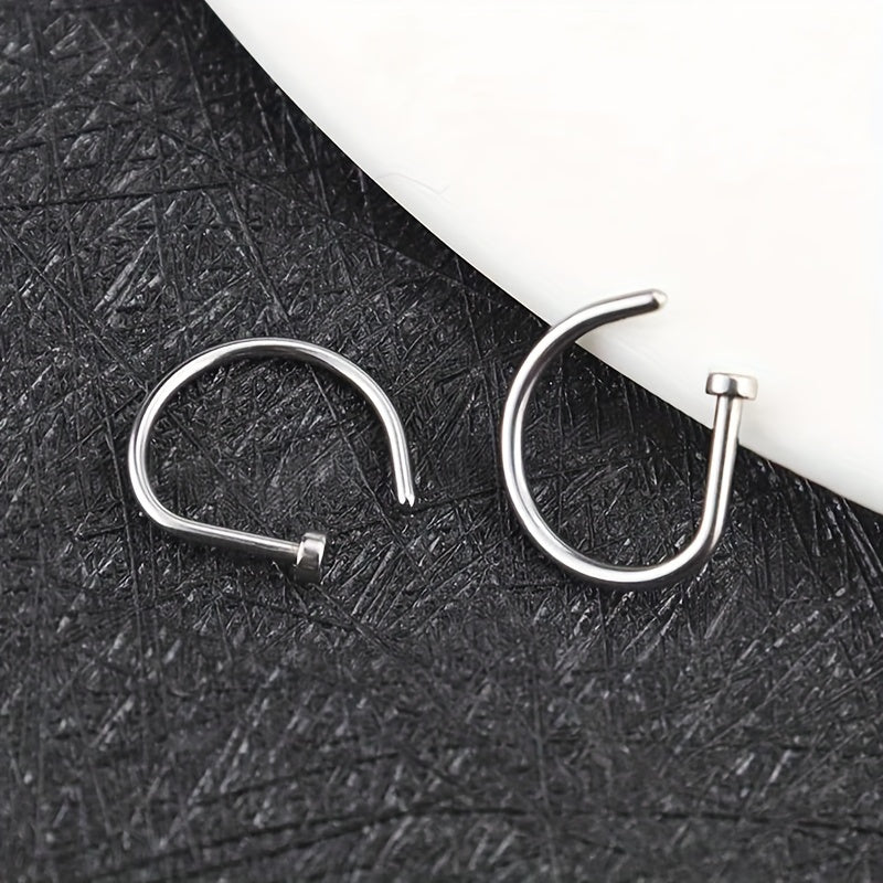Trendy D-Shape Nose Clip - Fake Piercing Nose Ring for Women - Punk Style Body Jewelry with Comfortable Wear and Adjustable Design