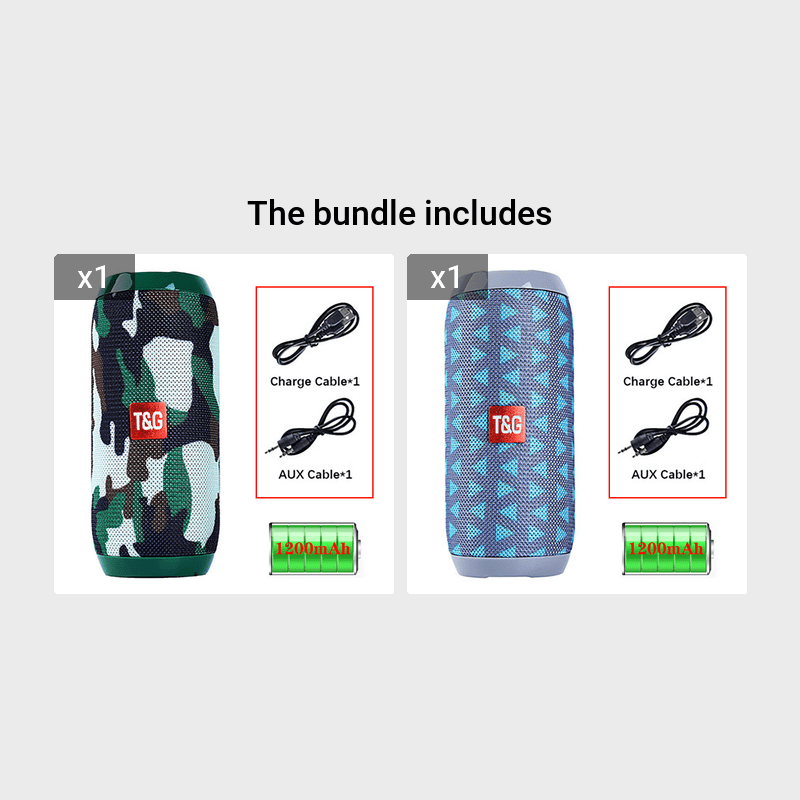 TG117 Wireless Speaker with Subwoofer, 3D Surround Sound, Portable Outdoor Speaker, Supports TF Card/U Disk, TWS, Hands-Free Calling, Compatible with Mobile Phones/Tablets, Built-in Microphone, T&G