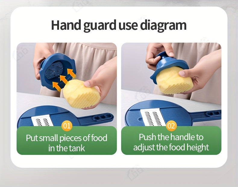 LDQ 12-in-1 Manual Vegetable Chopper & Food Processor - Heavy-Duty BPA-Free Multi-Functional Slicer/Shredder/Grater with Lock, Lever & Container for Carrots, Potatoes, Onions, Cucumbers, Radishes - Compact Kitchen